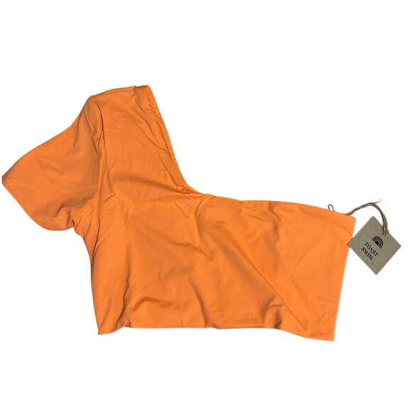 NWT Toast Signature One Shoulder Crop Bikini‎ Top, Nectarine Orange, Sz S - Picture 1 of 5